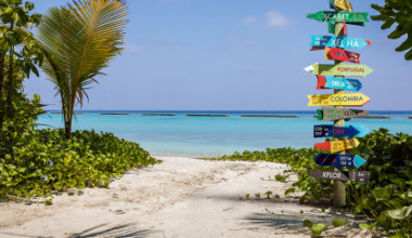 Wegweiser zu verschiedenen Weltrichtungen